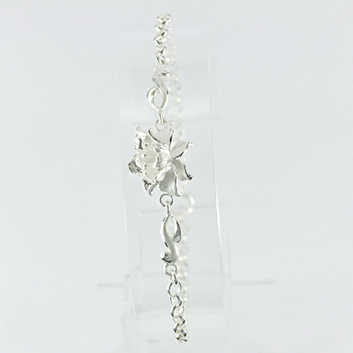 Orchid Design Real 99 Sterling Silver Jewelry Bracelet Length 8 Inch.