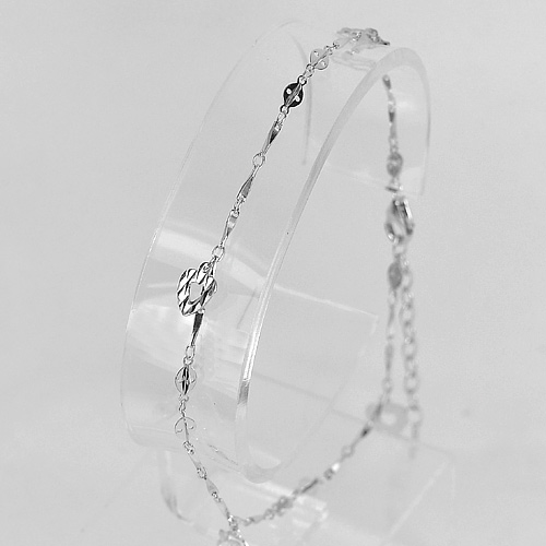 Heart Design 925 Sterling Silver Bracelet Length 9 Inch.