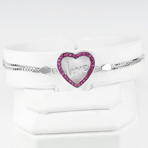 925 Sterling Silver Jewelry Initial Alphabet Love in Heart Bracelet 6.5 Inch.