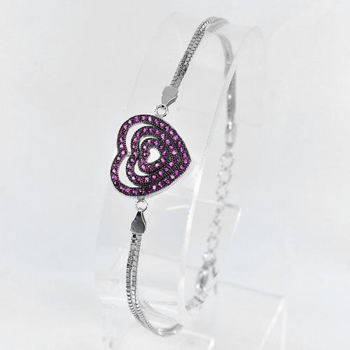 Heart Design Sterling 925 Silver Jewelry Bracelet Length 7 Inch.