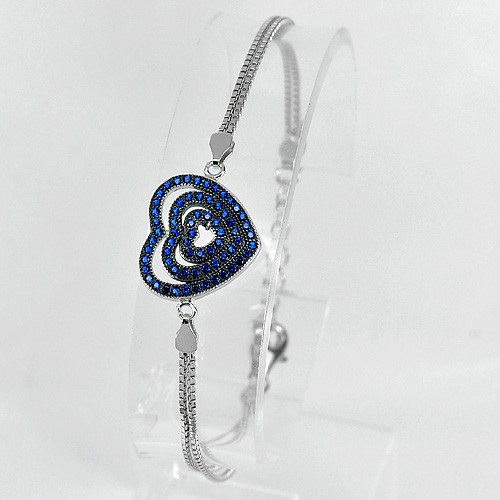 925 Sterling Silver Jewelry Heart Design Bracelet Length 7 Inch.