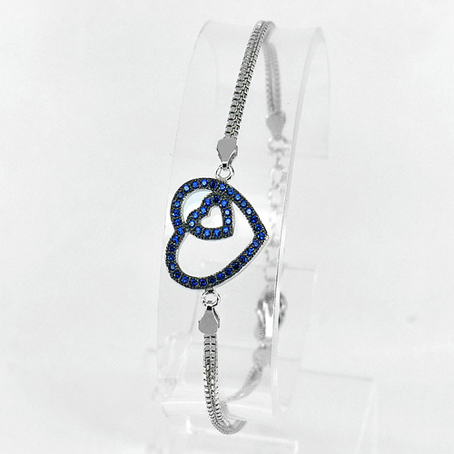2 Hearts Design Jewelry 925 Silver Sterling Adjustable Bracelet 7 Inch.