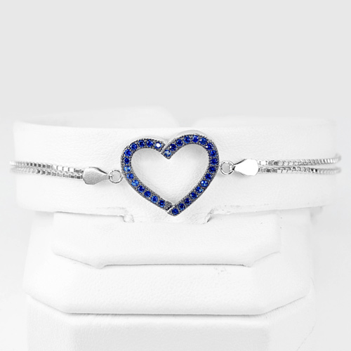 925 Sterling Silver Jewelry Heart Design Bracelet Length 6.5 Inch.