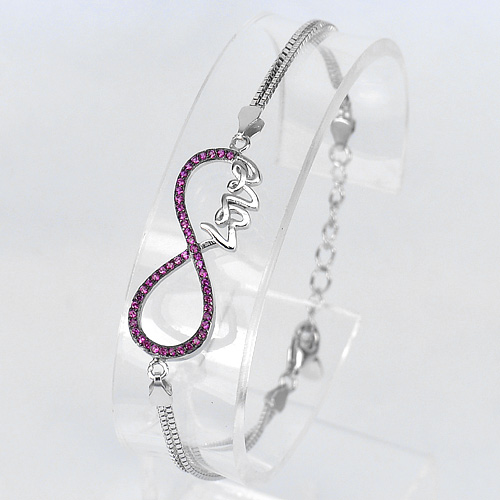 925 Sterling Silver Initial Alphabet Love in Infinity Bracelet Length 7 Inch.