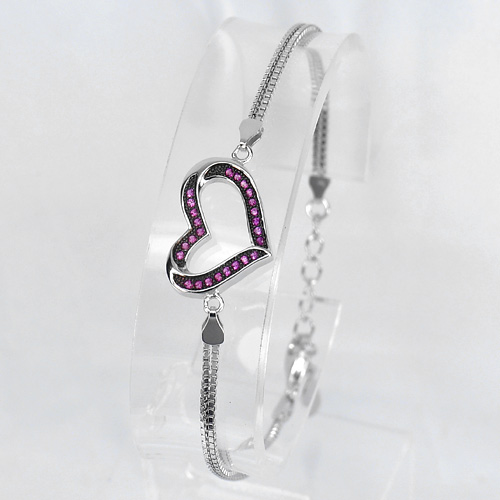 Heart Design 925 Sterling Silver Jewelry Bracelet Length 7 Inch.