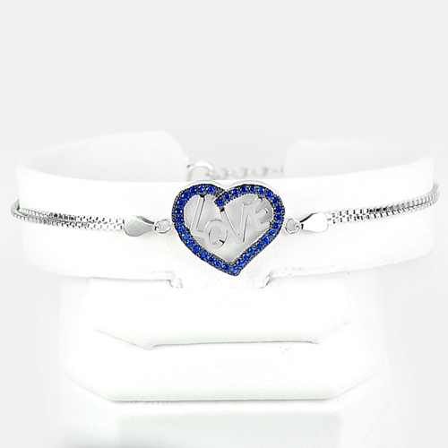 LOVE in Heart Design 925 Silver Sterling Adjustable Bracelet 7 Inch.