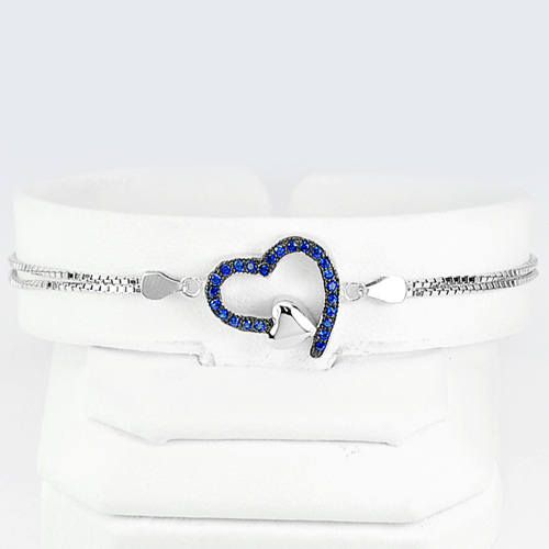 Big and Small Heart Design 925 Silver Sterling Adjustable Bracelet 6.5 Inch.