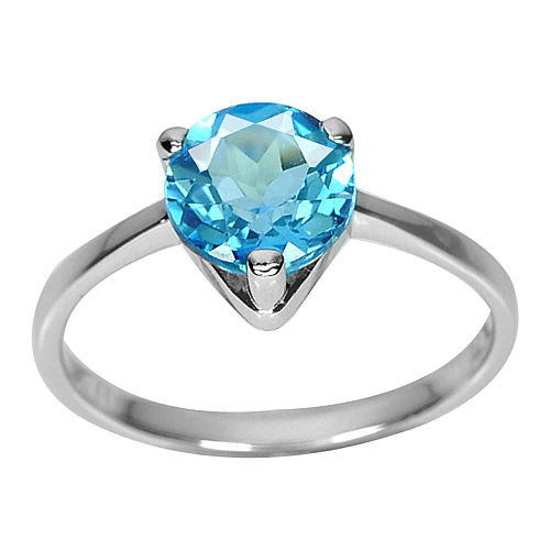 2.33 G. Good Natural Swiss Blue Topaz Real 925 Sterling Silver Ring Size 8