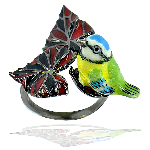 6.76 G. Lovely Bird and Leaf Design Oxidize Real 925 Sterling Silver Ring 8