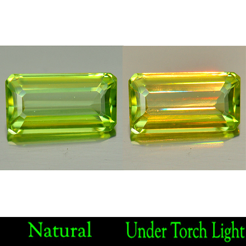 1.29 Ct. Octagon Shape Natural Intense Green Titanium Sphene Rainbow Spark
