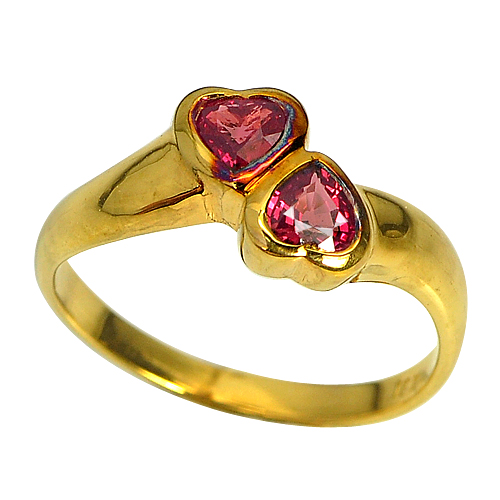 Natural Pinkish Red Ruby 18K Solid Gold Jewelry Ring Sz 6.5