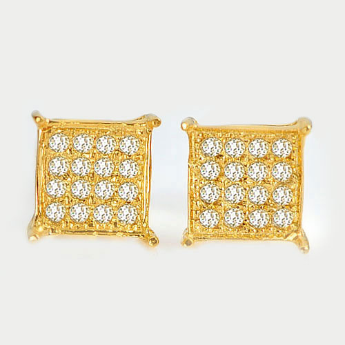 0.82 G. Beautiful Natural White Diamond 10K Solid Gold Earring