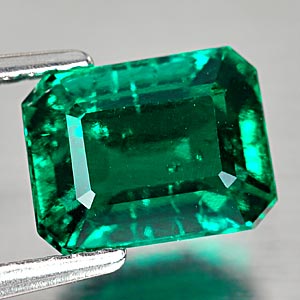 1.65 Ct. Attractive Green Emerald Created Octagon Cut Unheated