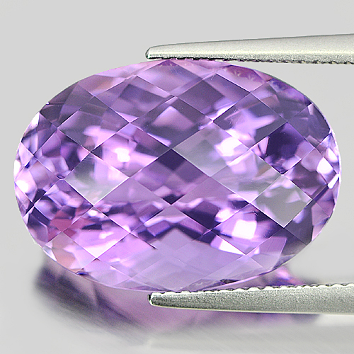 13.57 Ct. Oval Checkerboard Natural Gemstone Clean Purple Amethyst From Brazil