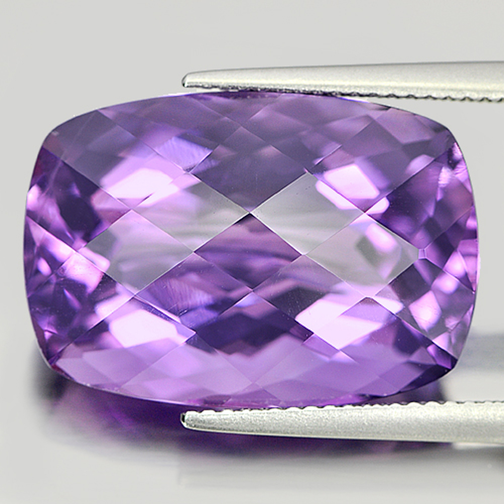 20.15 Ct. Good Color Gemstone Natural Purple Amethyst Cushion Checkerboard
