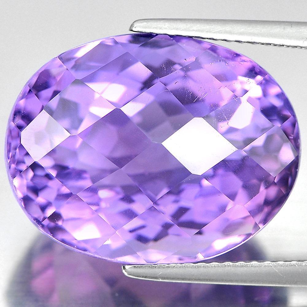19.82 Ct. Natural Gemstone Purple Amethyst Oval Checkerboard