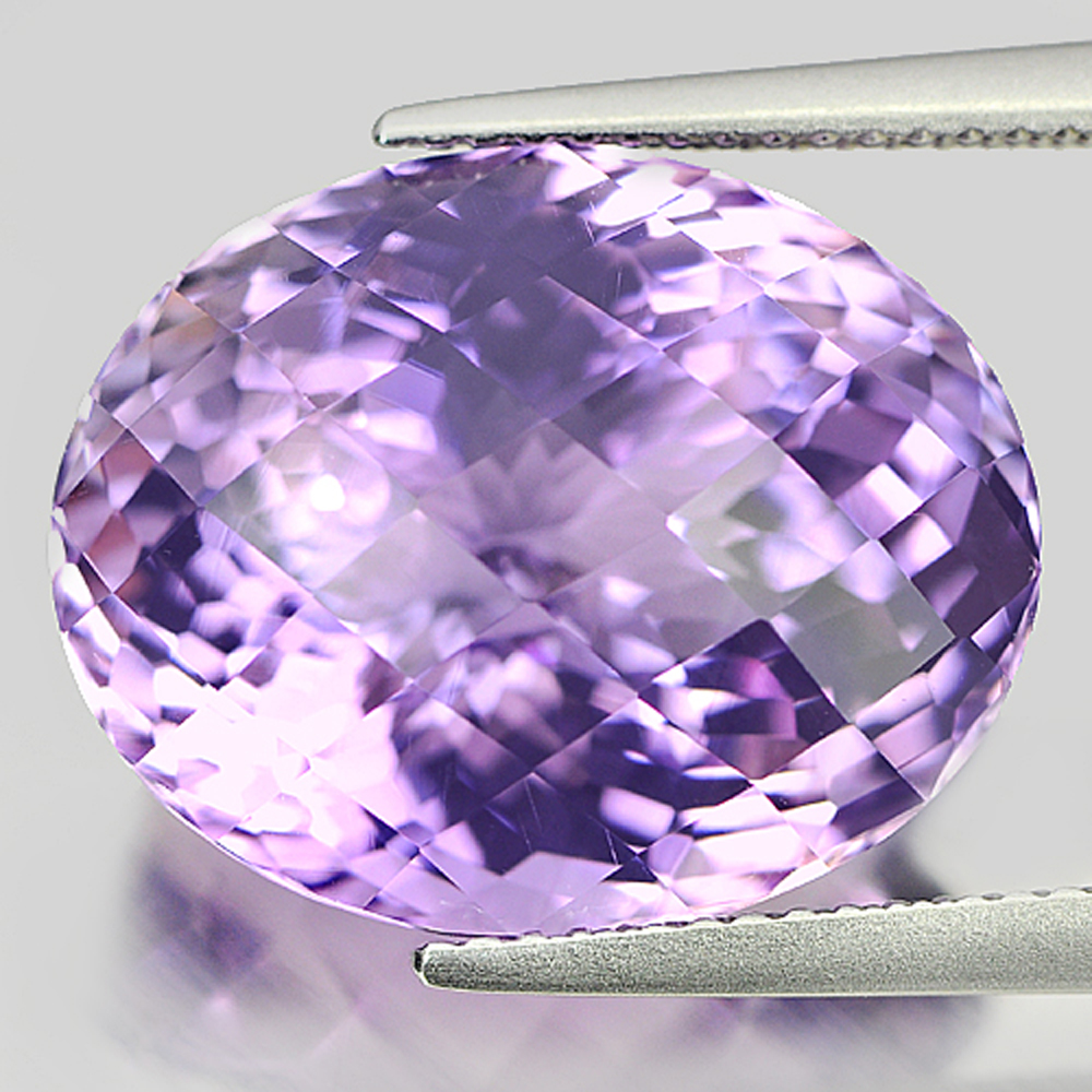 14.97 Ct. Clean Natural Gemstone Purple Amethyst Oval Checkerboard
