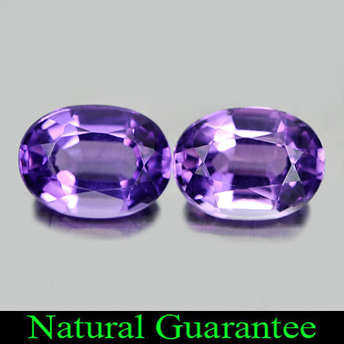 1.54 Ct. 2 Pcs. Oval Natural Gemstones Purple Amethyst Brazil