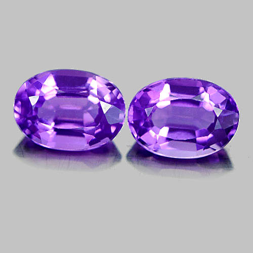 Purple Amethyst 1.53 Ct. 2 Pcs. Oval Shape 7.1 x 5.2 x 3.5 Mm. Natural Gemstone
