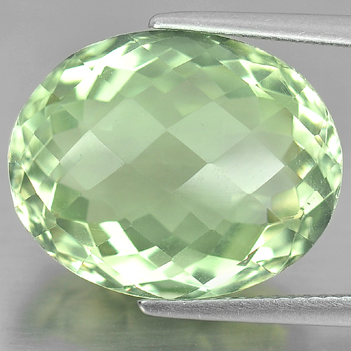 14.93 Ct. Oval Shape 18 x 14.5 Mm. Natural Gemstone Green Amethyst From Brazil