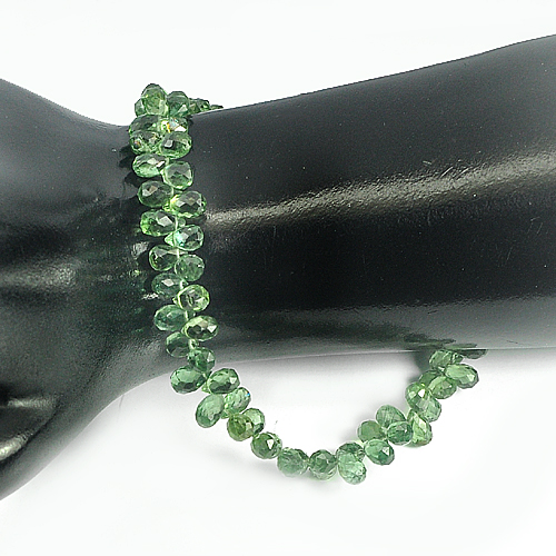 64.00 Ct. Natural Green Apatite Beads Long 8 Inch Briolette Cut 7.3 x 4.2 Mm.