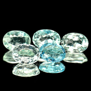 4.26 Ct. 5 Pcs. Oval Natural Light Blue Aqumarine Gems