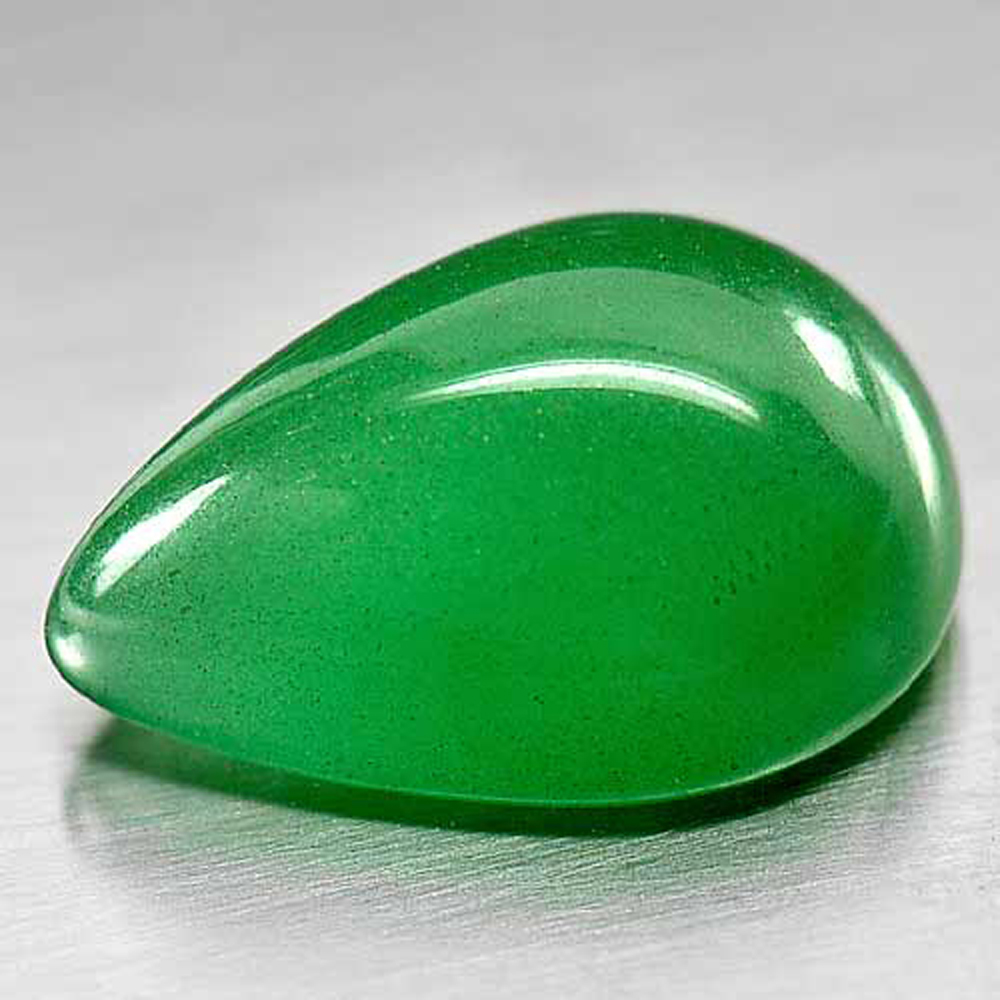 Unheated 13.03 Ct. Beauty Color Natural Green Chalcedony Pear Cabochon