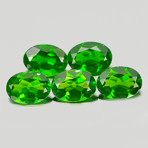 3.98 Ct. 5 Pcs.Oval Natural Green Chrome Diopside Russia