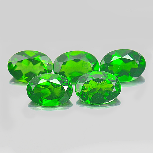 3.96 Ct. 5 Pcs. Oval Natural Green Chrome Diopside Unheated