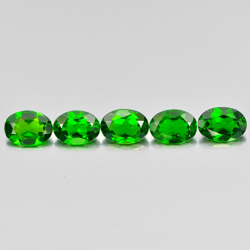 3.90 Ct. 5 Pcs. Oval Natural Green Chrome Diopside Gems Unheated