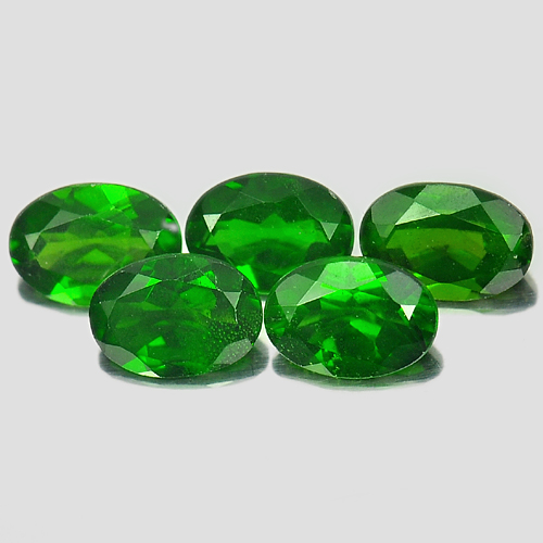 Unheated 4.13 Ct. 5 Pcs. Oval Shape Gems Natural Green Chrome Diopside