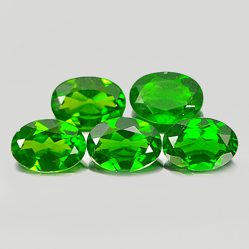 3.65 Ct. 5 Pcs. Good Oval Shape Natural Green Chrome Diopside Gems Unheated