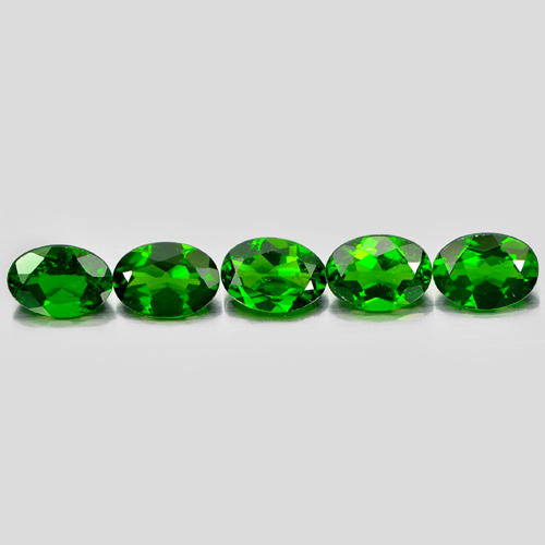 Unheated 3.93 Ct. 5 Pcs. Lovely Oval Natural Green Chrome Diopside