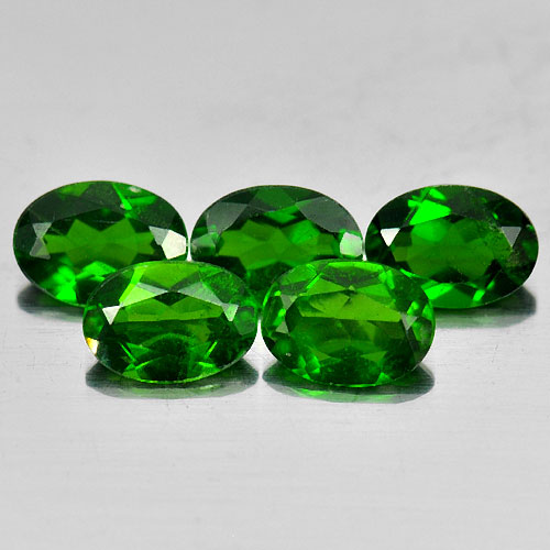 3.87 Ct. 5 Pcs. Oval Shape Natural Green Chrome Diopside Unheated