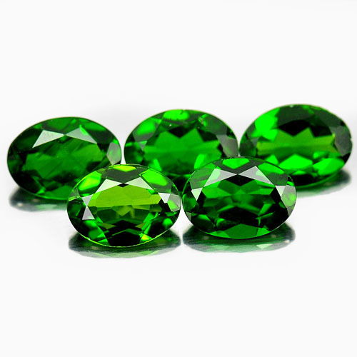 Green Chrome Diopside 3.79 Ct. 5 Pcs. Oval Shape Natural Gemstones Unheated