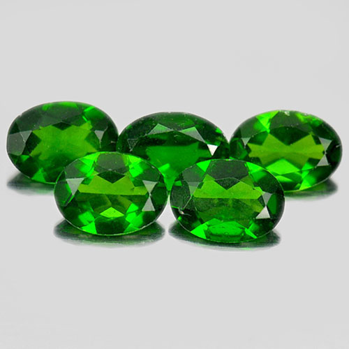 3.72 Ct. 5 Pcs. Oval Natural Green Chrome Diopside Gems