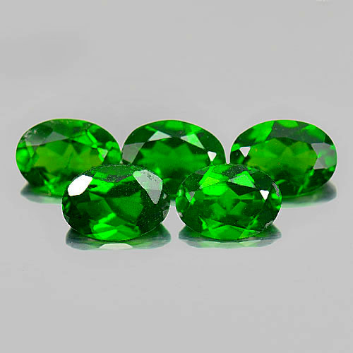 3.97 Ct. 5 Pcs. Oval Natural Green Chrome Diopside Unheated