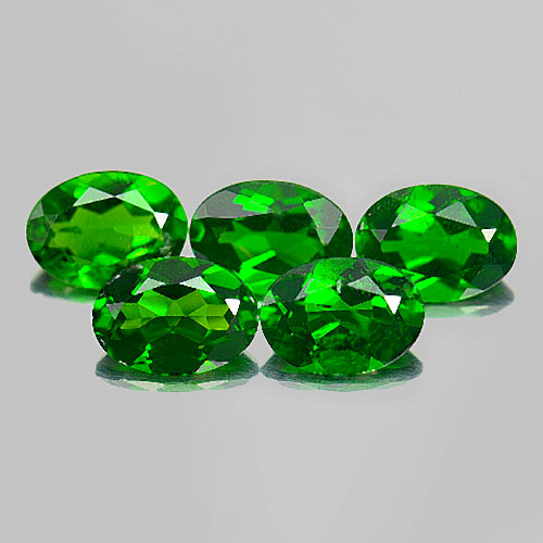 4.07 Ct. 5 Pcs. Oval Natural Green Chrome Diopside Gems