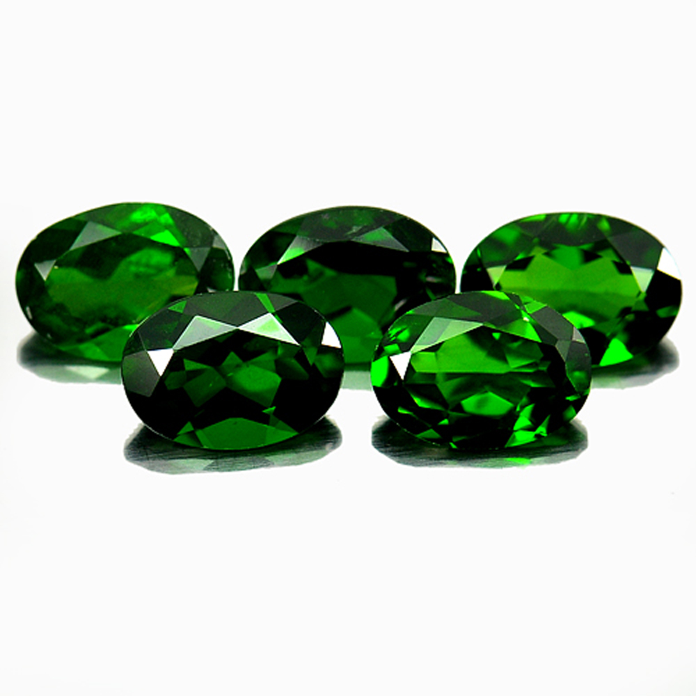 3.98 Ct. 5 Pcs. Oval Natural Green Chrome Diopside Gems Unheated