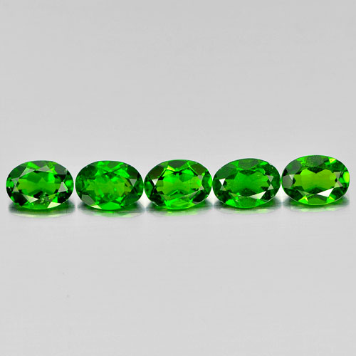 Unheated 3.97 Ct. 5 Pcs. Oval Natural Green Chrome Diopside