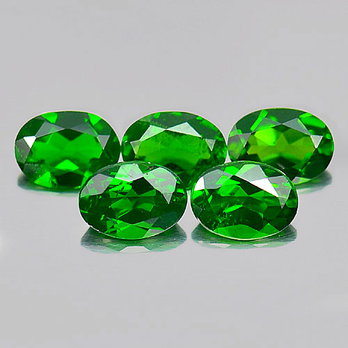 4.05 Ct. 5 Pcs. Charming Oval Natural Green Chrome Diopside Gems