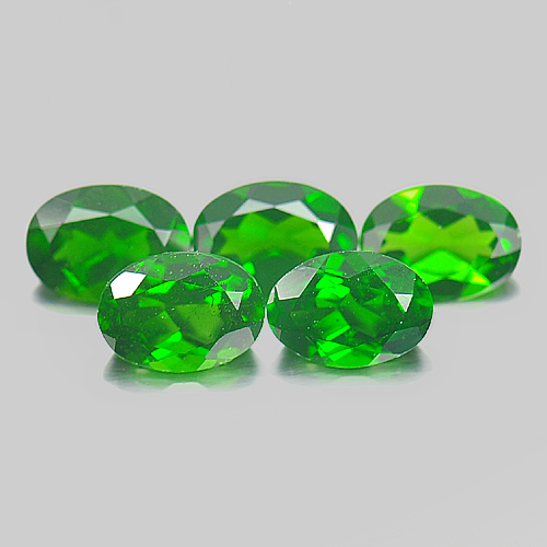 3.96 Ct. 5 Pcs. Oval Natural Green Chrome Diopside Unheated