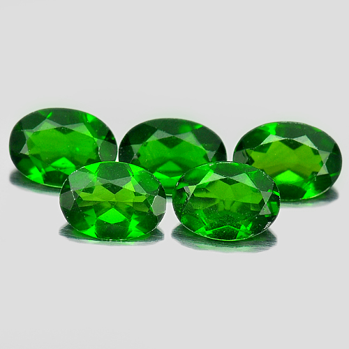 Unheated 3.45 Ct. 5 Pcs. Oval Natural Green Chrome Diopside Gems