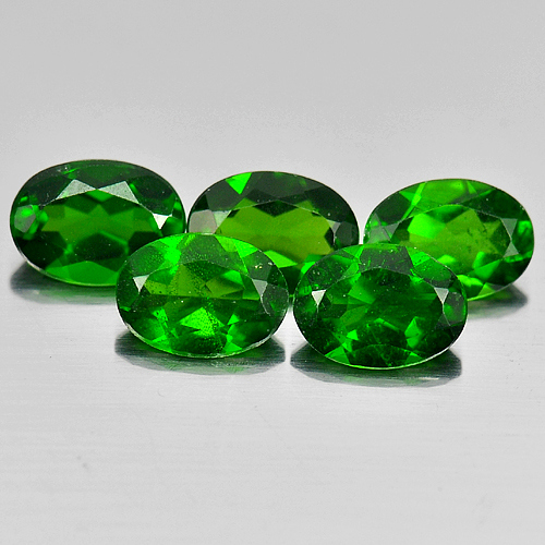 3.94 Ct. 5 Pcs. Oval Natural Green Chrome Diopside Gems