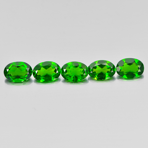 Unheated 3.87 Ct. 5 Pcs. Oval Natural Green Chrome Diopside