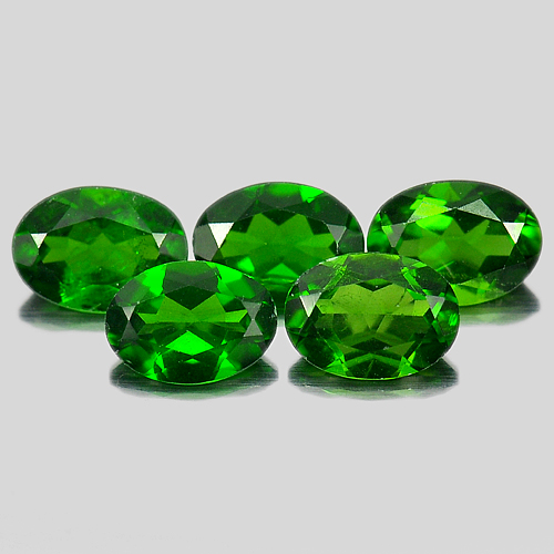 3.94 Ct. 5 Pcs. Good Oval Natural Green Chrome Diopside Unheated