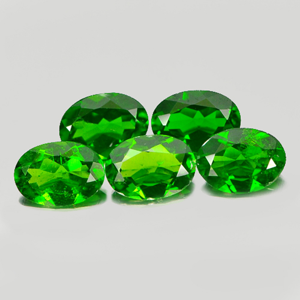 3.71 Ct. 5 Pcs. Oval Natural Green Chrome Diopside Unheated