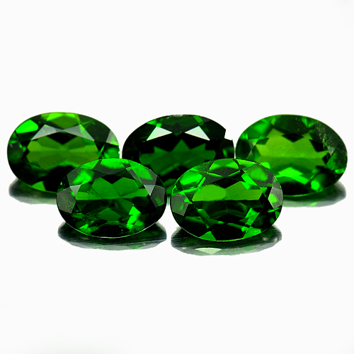 3.89 Ct. 5 Pcs. Lovely Oval Natural Green Chrome Diopside Gems