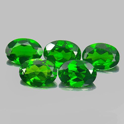 Unheated 3.92 Ct. 5 Pcs. Good Oval Natural Green Chrome Diopside