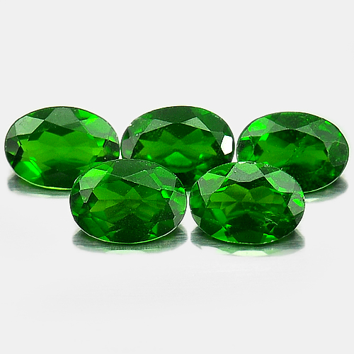 Unheated 3.94 Ct. 5 Pcs. Natural Oval Green Chrome Diopside Gems